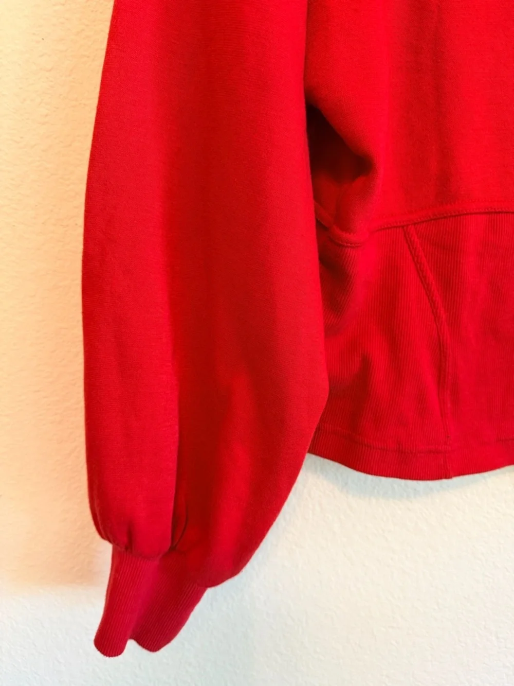 MAEVE by Anthropologie corset-waist style sweatshirt, mockneck, Red, size M - Picture 10 of 11
